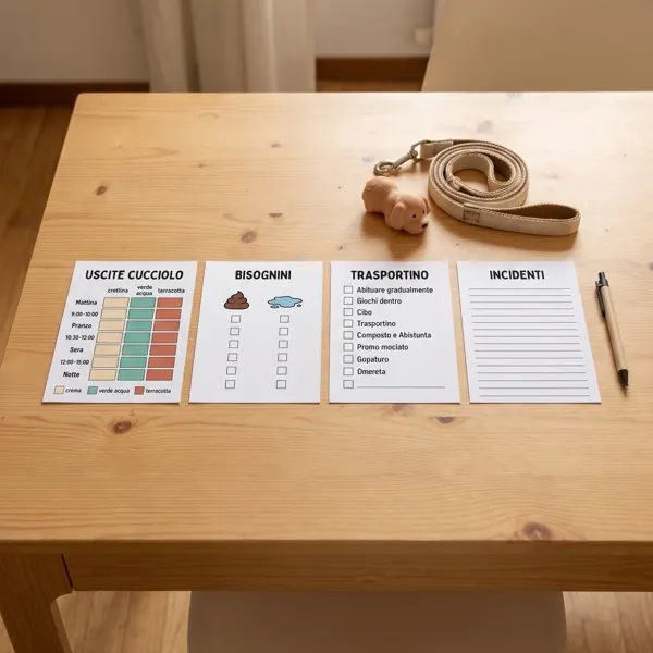 Guida Anti-Incidenti con schede pratiche per gestire uscite, bisognini e trasportino del cucciolo
